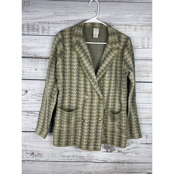 Joie Jackets & Blazers - Joie Houndstooth Knit Blazer Double Breasted Sweater Blazer Jacket Green Small